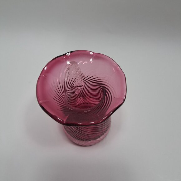Pilgrim Cranberry Swirl Glass Small Pitcher Applied Handle Vintage - Picture 5 of 12
